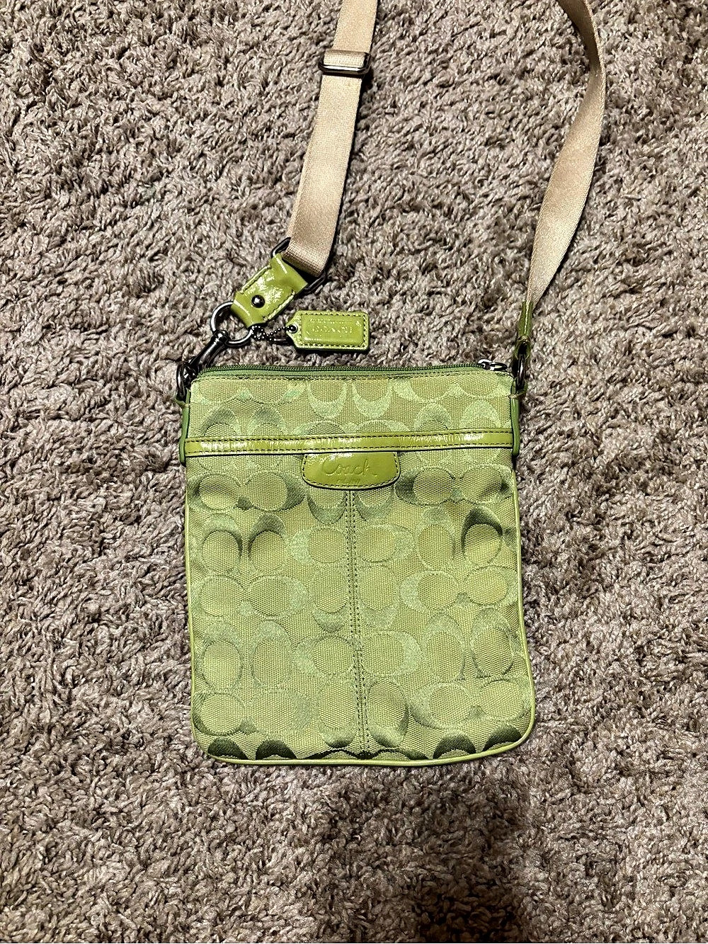 Coach Signature Stripe File Crossbody Bag Green